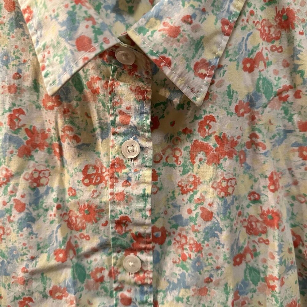 VTG L.L.Bean Shirt Woman's M Floral Cottagecore Print Y2K Retro Flowers 288651 - Picture 2 of 9
